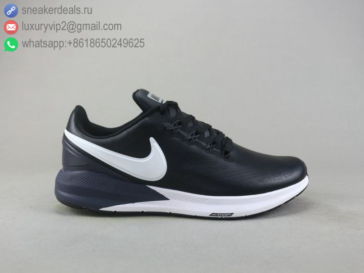 NIKE AIR ZOOM STRUCTURE 22 BLACK WHITE LEATHER MEN RUNNING SHOES